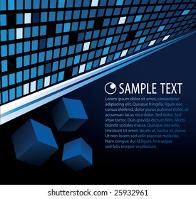 Modern design with blue squares and cubes
