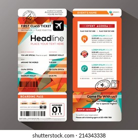 Modern Design Boarding Pass Ticket Event Invitation Card Vector Template