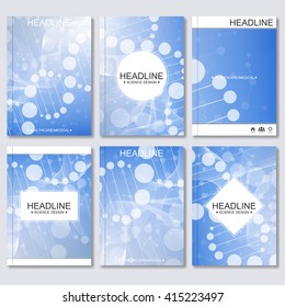 Modern design for brochure, booklet, flyer, cover, annual report. Abstract structure molecule and communication. Business vector templates. Science concept dna or neurons background