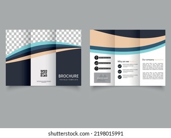 Modern design brochure template curved stripes. creative tri-fold, trend. Vector illustration