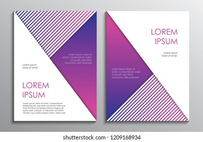 Modern design brochure template set. Violet geometrical pattern, Vector illustration