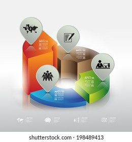 Modern design for business 3D pie chart diagram diagram info graphic. Vector illustration. Info graphic. Layout design. Template. Web design 