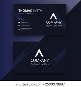 modern design for business cards. Two-sided business card design template. Inspiration for a business card with a flat gradient. Black business card.