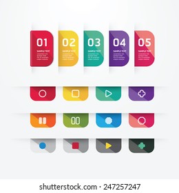Modern design button tag blank rectangle labels set / can be used for infographics / numbered banners / graphic or website layout vector