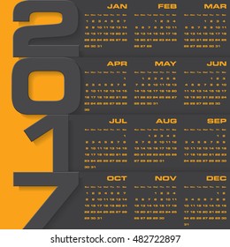 Modern design calendar 2017 year vector design template.12 mounts from January-December 2017. Week Starts Sunday. EPS10.