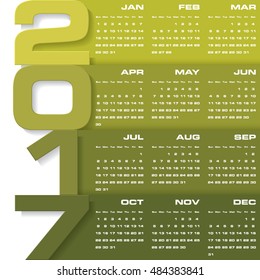 Modern design calendar 2017 year vector design template.12 mounts from January-December 2017. Week Starts Sunday. EPS10.