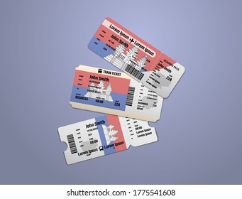 Modern design of Cambodia airline, bus and train travel boarding pass. Three tickets of Cambodia painted in flag color. Vector illustration isolated