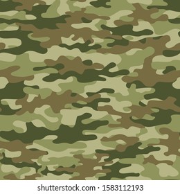 Modern design camouflage seamless vector pattern. Green texture for hunting and fishing.