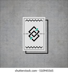 Modern design card template with mystic symbols and wacky colors. Useful for invitations, postcards and web design.
