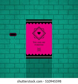 Modern design card template with mystic symbols and wacky colors. Useful for invitations, postcards and web design.