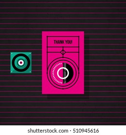 Modern design card template with mystic symbols and wacky colors. Useful for invitations, postcards and web design.