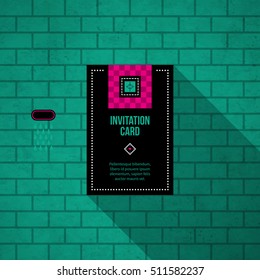 Modern design card template with wacky colors. Useful for invitations, postcards and web design.