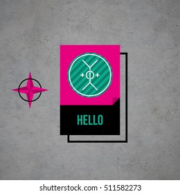 Modern design card template with wacky colors. Useful for invitations, postcards and web design.