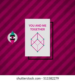 Modern design card template with wacky colors. Useful for invitations, postcards and web design.