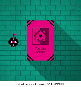 Modern design card template with wacky colors. Useful for invitations, postcards and web design.