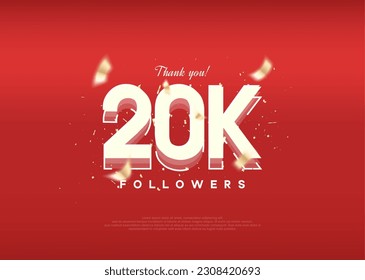 Modern design celebration of 20k followers. on a luxurious red background.