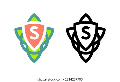 Modern Design of Celtic Logo for any Nature Eco Company - Vector emblem isolated on white.