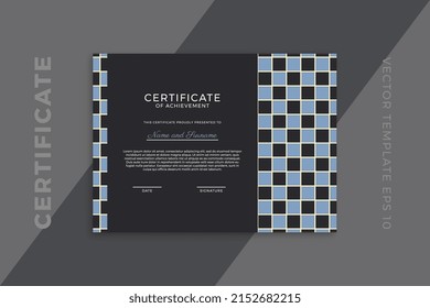 Modern design of certificate of appreciation dark template. Elegant business diploma mockup for graduation or course completion with artistic geometric pattern. Vector background EPS 10