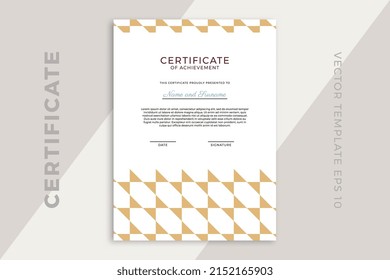 Modern design of certificate of appreciation vertical template. Elegant business diploma mockup for graduation or course completion with artistic geometric pattern. Vector background EPS 10
