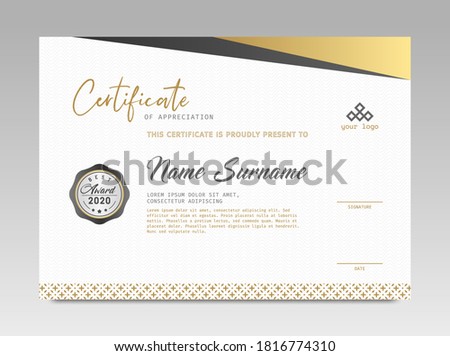 Modern Design Certificate. Black and Gold Certificate template awards diploma background vector modern design simple elegant and luxurious elegant. layout horizontal in A4 size 