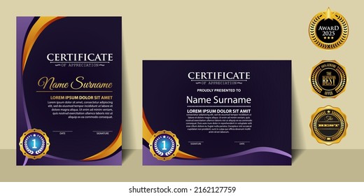 Modern Design Certificate layout concept. Simple elegant and luxurious elegant modern design diploma background vector award certificate template. Certificate Templates