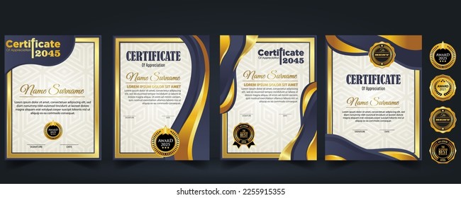 Concepto moderno de diseño del certificado. Diseño moderno elegante y lujoso, elegante y elegante, diploma de fondo plantilla de certificado de entrega de vectores