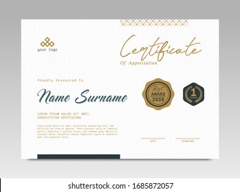 Modern Design Certificate. Certificate Template Awards Diploma Background Vector Modern Design Simple Elegant And Luxurious Elegant. Layout Horizontal In A4 Size 