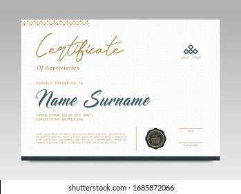 Modern Design Certificate. Certificate template awards diploma background vector modern design simple elegant and luxurious elegant. layout horizontal in A4 size 