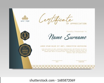 Modern Design Certificate. Certificate template awards diploma background vector modern design simple elegant and luxurious elegant. layout horizontal in A4 size 