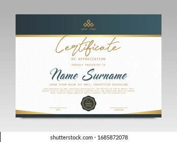 Modern Design Certificate. Certificate template awards diploma background vector modern design simple elegant and luxurious elegant. layout horizontal in A4 size 