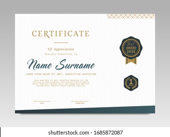 Modern Design Certificate. Certificate template awards diploma background vector modern design simple elegant and luxurious elegant. layout horizontal in A4 size 