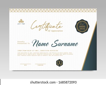 Modern Design Certificate. Certificate template awards diploma background vector modern design simple elegant and luxurious elegant. layout horizontal in A4 size 