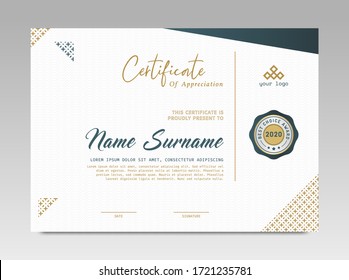 Modern Design Certificate. Certificate template awards diploma background vector modern design simple elegant and luxurious elegant. layout horizontal in A4 size 