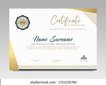 Certificado de diseño moderno. Plantilla de certificado diploma de fondo vector diseño moderno simple elegante y lujoso elegante. diseño horizontal en tamaño A4 