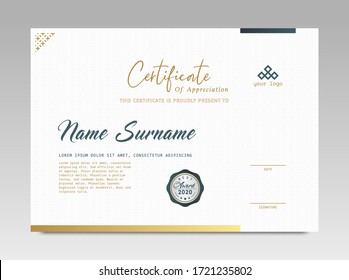 Modern Design Certificate. Certificate template awards diploma background vector modern design simple elegant and luxurious elegant. layout horizontal in A4 size 