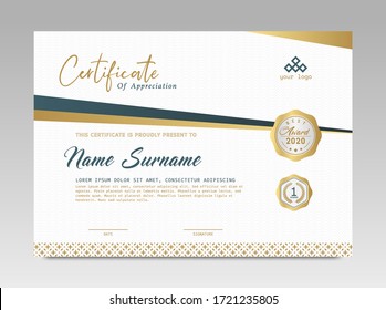Modern Design Certificate. Certificate template awards diploma background vector modern design simple elegant and luxurious elegant. layout horizontal in A4 size 