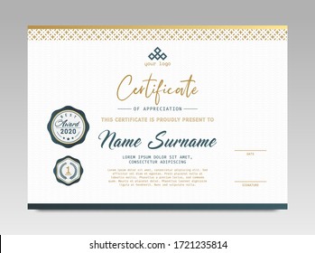 Modern Design Certificate. Certificate template awards diploma background vector modern design simple elegant and luxurious elegant. layout horizontal in A4 size 