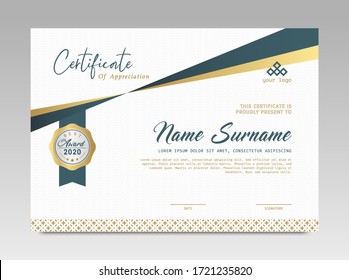 Modern Design Certificate. Certificate template awards diploma background vector modern design simple elegant and luxurious elegant. layout horizontal in A4 size 