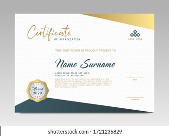 Modern Design Certificate. Certificate template awards diploma background vector modern design simple elegant and luxurious elegant. layout horizontal in A4 size 