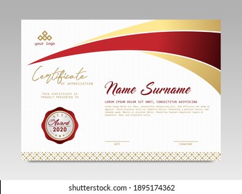 Certificado de diseño moderno. La plantilla de certificado otorga diploma de fondo de diseño moderno diseño simple elegante y lujoso elegante. diseño horizontal en tamaño A4