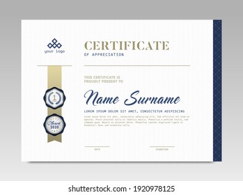 Certificado de diseño moderno. La plantilla de certificado otorga diploma de fondo de diseño moderno diseño simple elegante y lujoso elegante. diseño horizontal en tamaño A4 