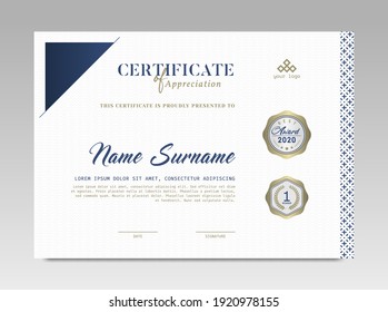 Modern Design Certificate. Certificate template awards diploma background vector modern design simple elegant and luxurious elegant. layout horizontal in A4 size 