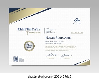 Modern Design Certificate. Certificate template awards diploma background vector modern design simple elegant and luxurious elegant. layout horizontal in A4 size 