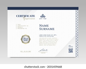 Modern Design Certificate. Certificate template awards diploma background vector modern design simple elegant and luxurious elegant. layout horizontal in A4 size 