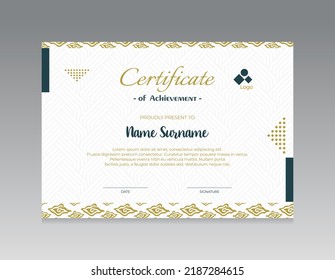 Certificado de diseño moderno. La plantilla de certificado otorga diploma de fondo vector diseño moderno simple y lujoso elegante.
