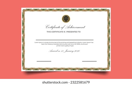 Certificado de diseño moderno. Premios de plantilla de certificado diploma de fondo vector diseño moderno simple elegante y lujoso