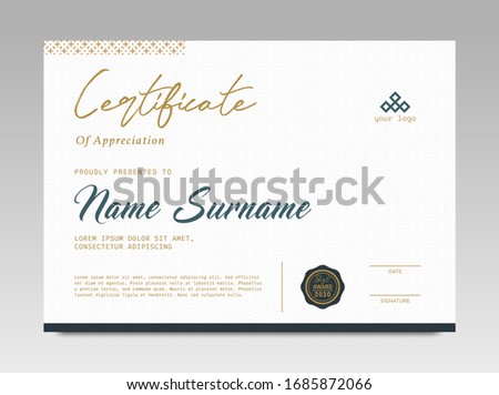 Modern Design Certificate. Certificate template awards diploma background vector modern design simple elegant and luxurious elegant. layout horizontal in A4 size 