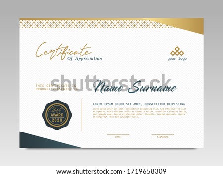 Modern Design Certificate. Certificate template awards diploma background vector modern design simple elegant and luxurious elegant. layout horizontal in A4 size 