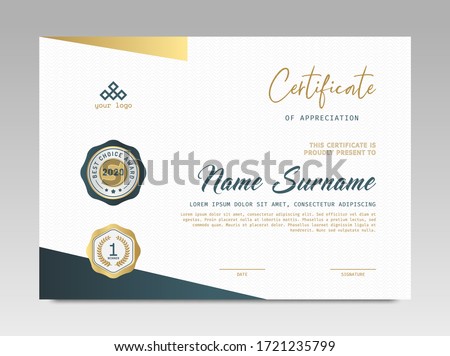 Modern Design Certificate. Certificate template awards diploma background vector modern design simple elegant and luxurious elegant. layout horizontal in A4 size 