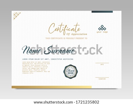 Modern Design Certificate. Certificate template awards diploma background vector modern design simple elegant and luxurious elegant. layout horizontal in A4 size 